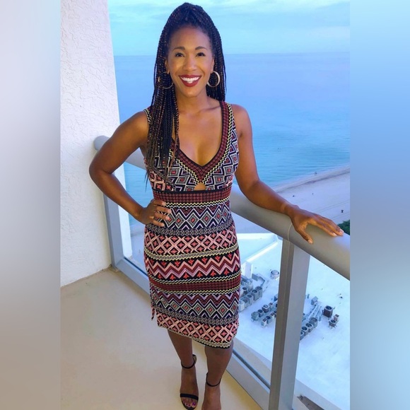 Multicolor Geometric Pattern Dress - Picture 2 of 6